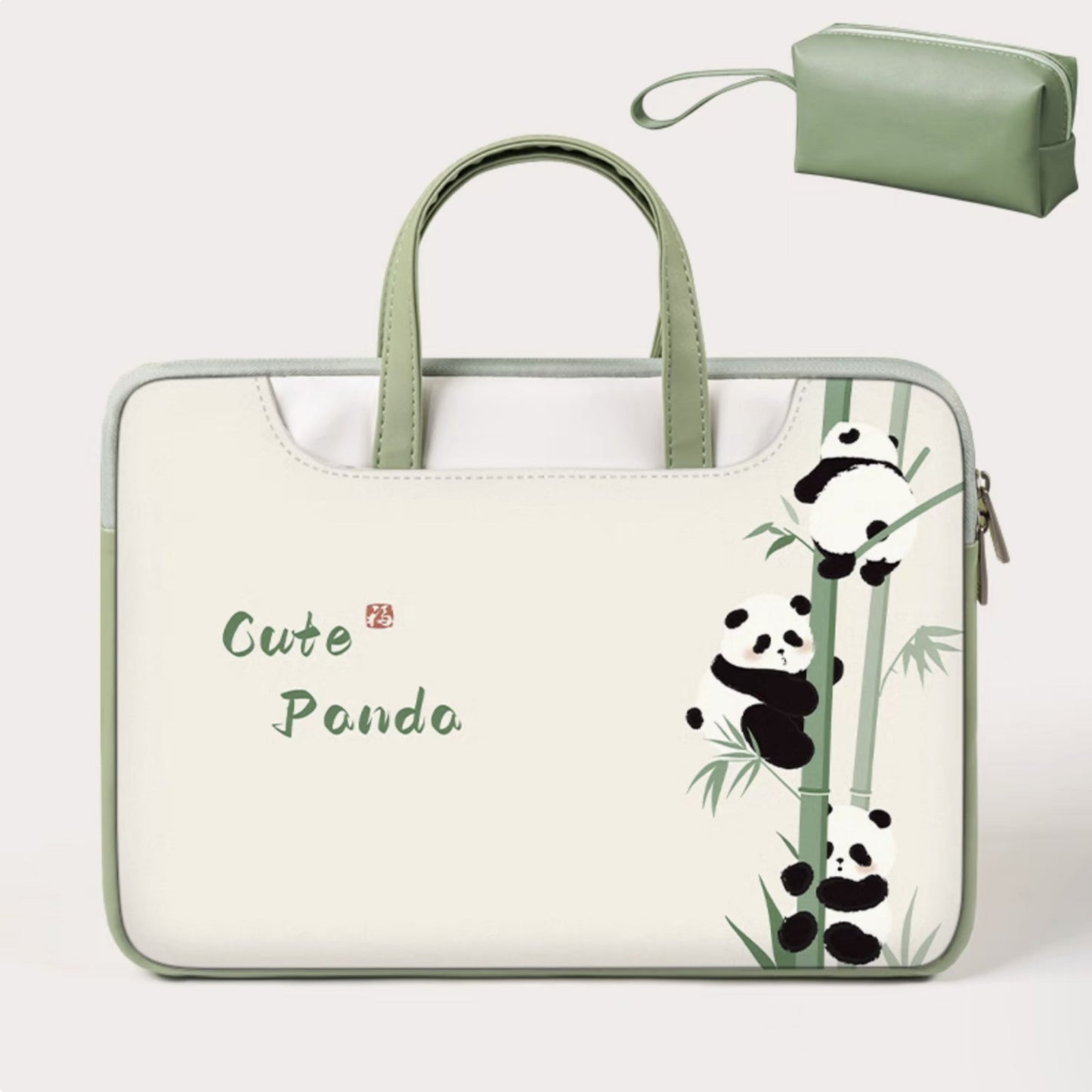 Funda para portátil Panda: bonita y protectora funda de transporte con asa y correa para el hombro