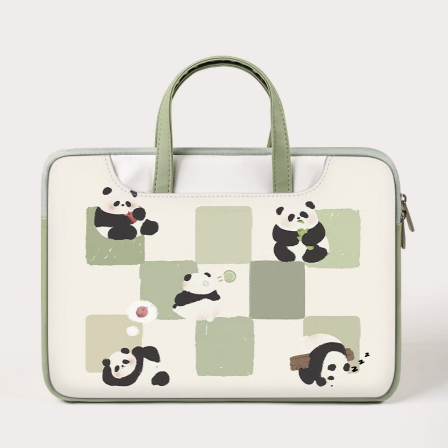 Funda para portátil Panda: bonita y protectora funda de transporte con asa y correa para el hombro