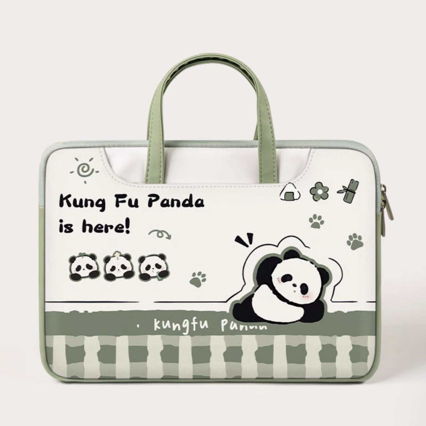 Funda para portátil Panda: bonita y protectora funda de transporte con asa y correa para el hombro