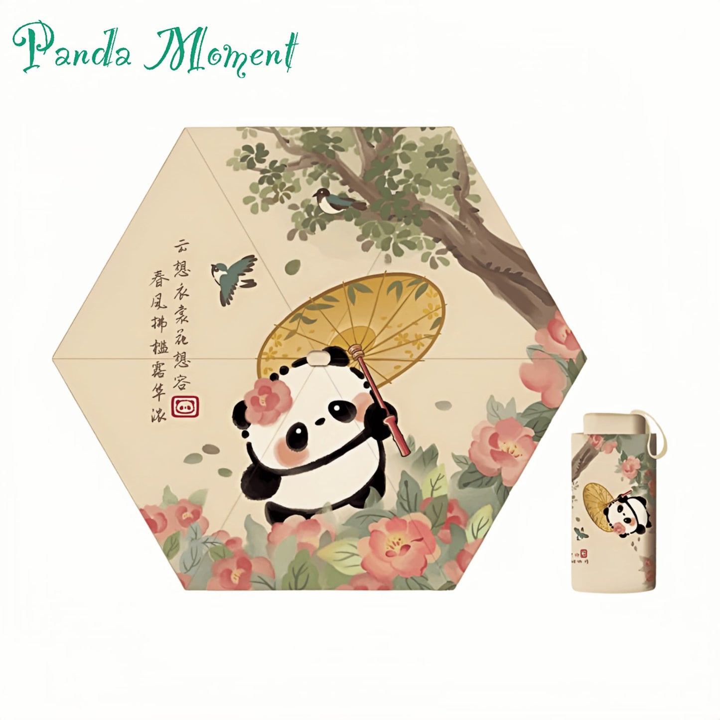 🌞 Panda Sun Shield – UPF50+ Portable Sun Umbrella with Cute Panda Face