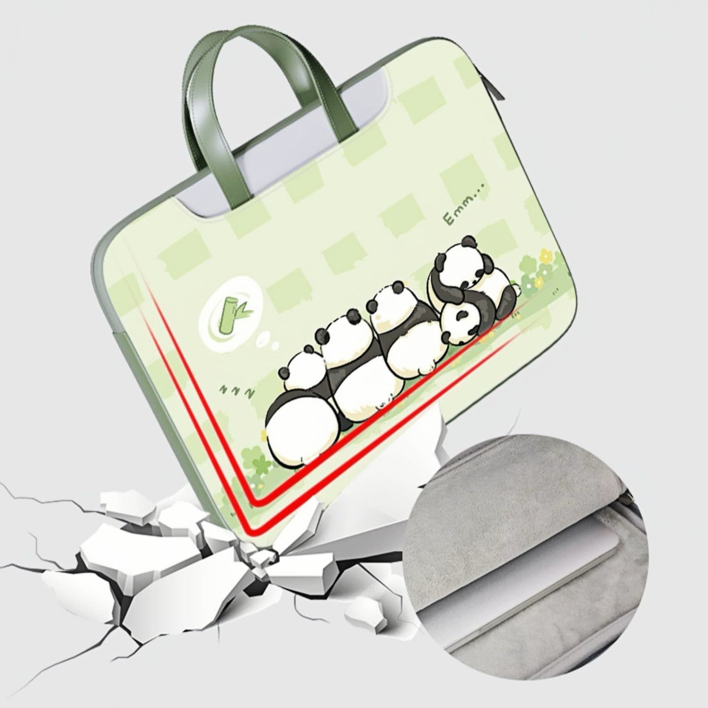 Funda para portátil Panda: bonita y protectora funda de transporte con asa y correa para el hombro