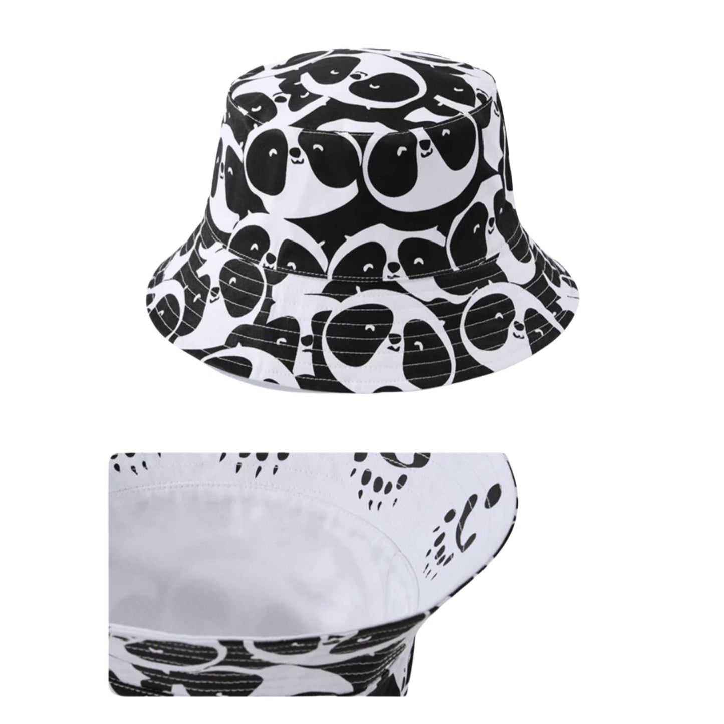 パンダリバーシブルサンハット – スタイリッシュさとパンダの楽しさが融合!🐼🧢