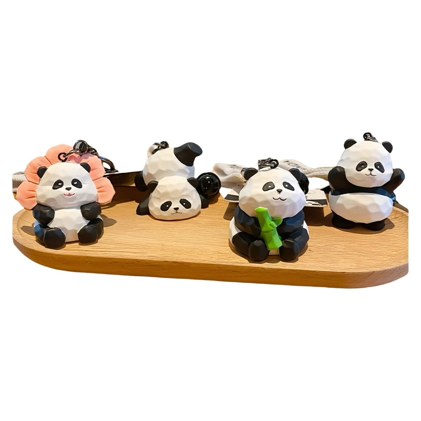 🐼 手作りパンダペンダント – 木彫りスタイルの環境に優しい樹脂ペンダント