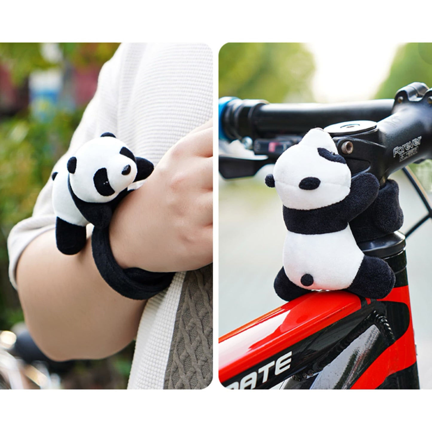 🚲 パンダバイクぬいぐるみチャーム – ユニークで楽しい自転車の装飾、柔らかくて丈夫
