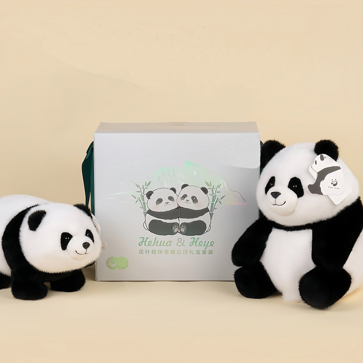 Conjunto de peluche de pandas gemelos: Hua Hua y He Ye, tu equipo ideal de abrazos 🐼💖🐼