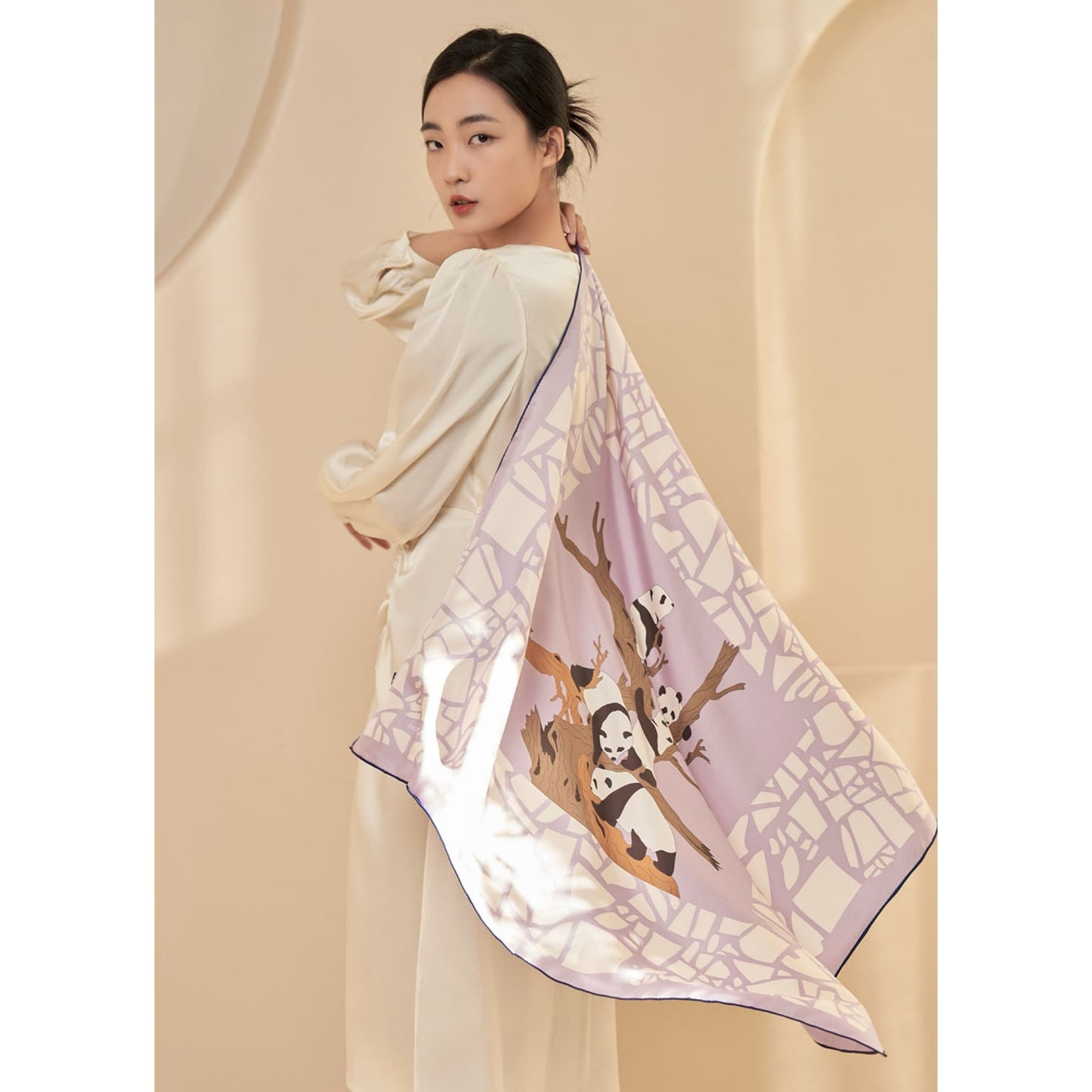 Panda Silk Scarf โ A Playful Embrace of Elegance and Joy ๐ผ๐