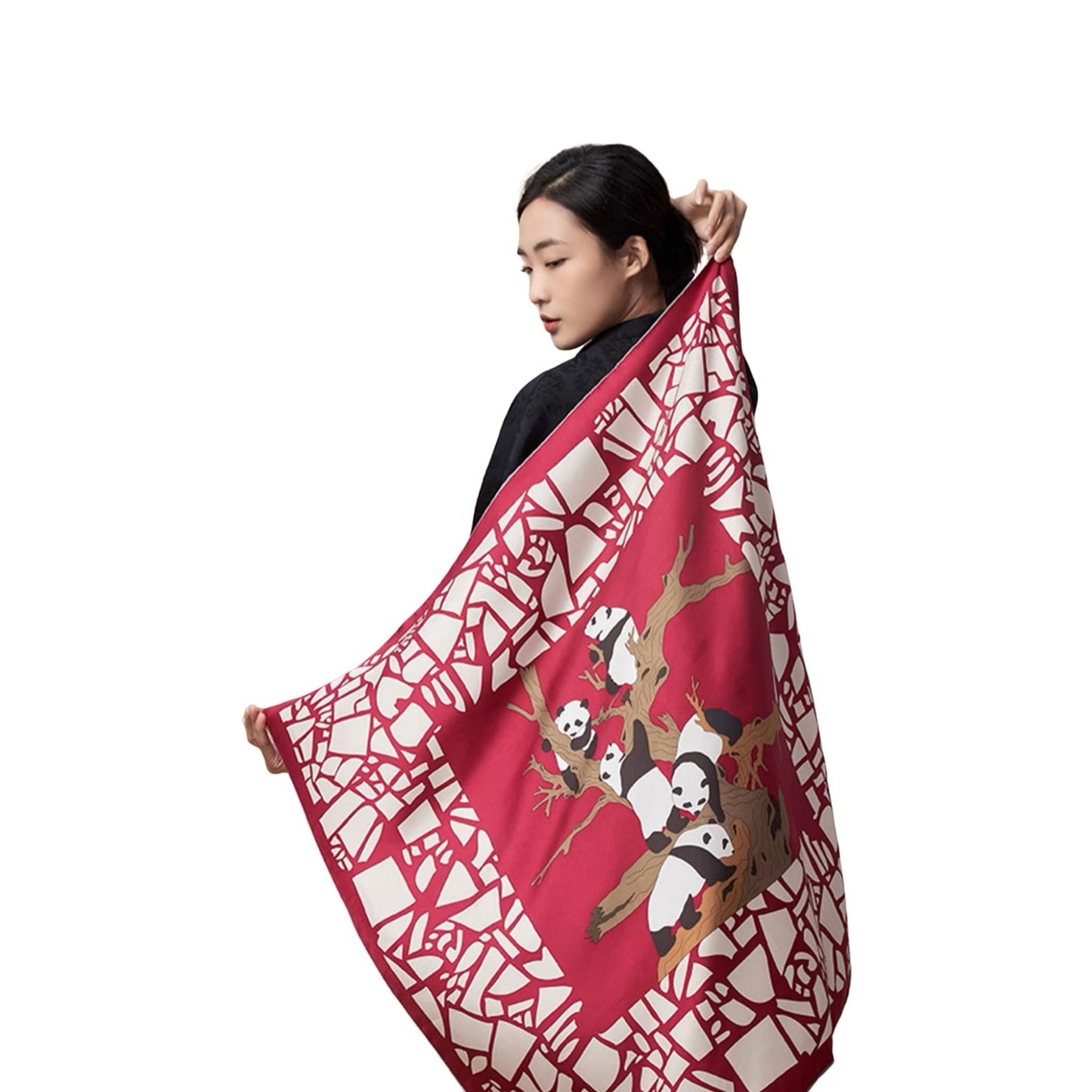 Panda Silk Scarf โ A Playful Embrace of Elegance and Joy ๐ผ๐