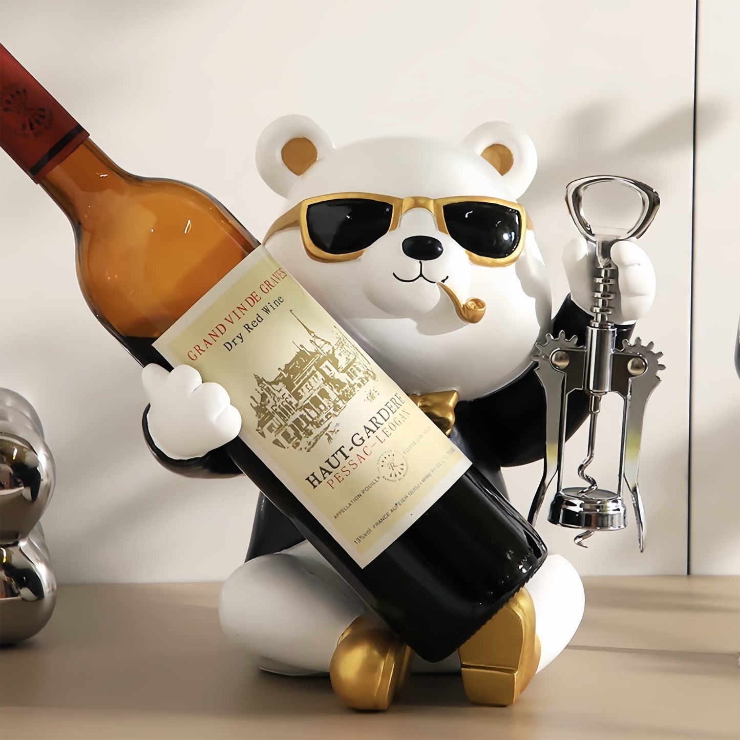 Adorable Resin Panda Wine Holder – Functional & Fun Home Decor