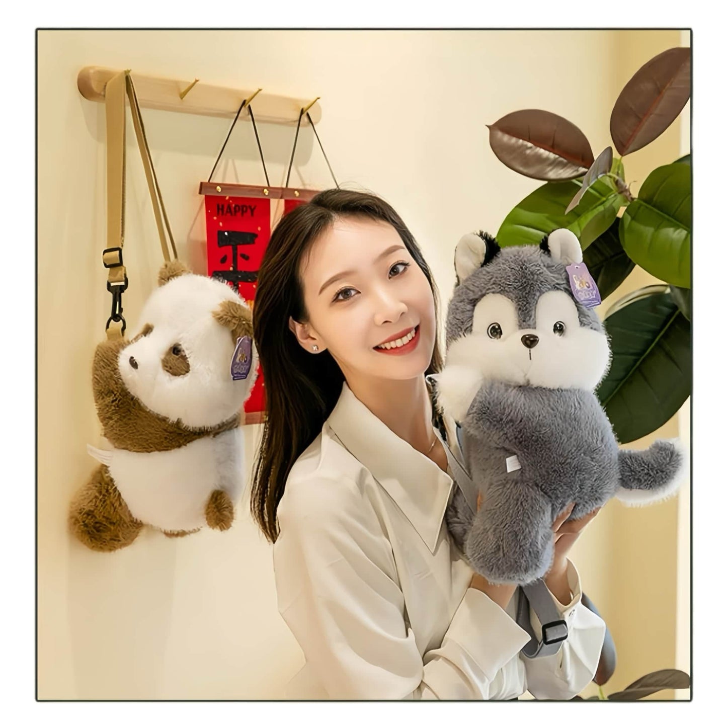 🎒 Panda Qi Zai Backpack – Adorable, Playful & Practical | Adjustable Strap, Plush Companion
