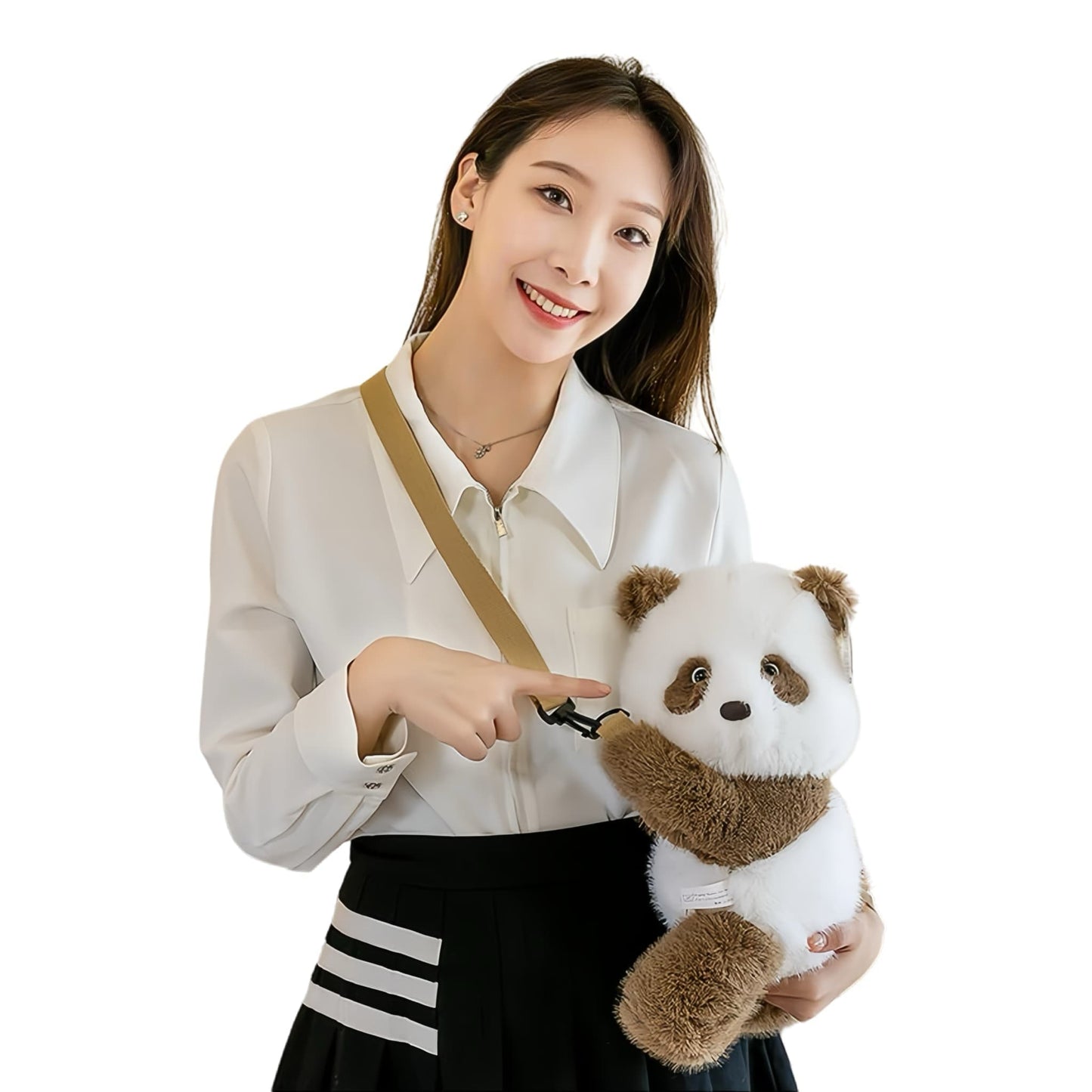 🎒 Panda Qi Zai Backpack – Adorable, Playful & Practical | Adjustable Strap, Plush Companion