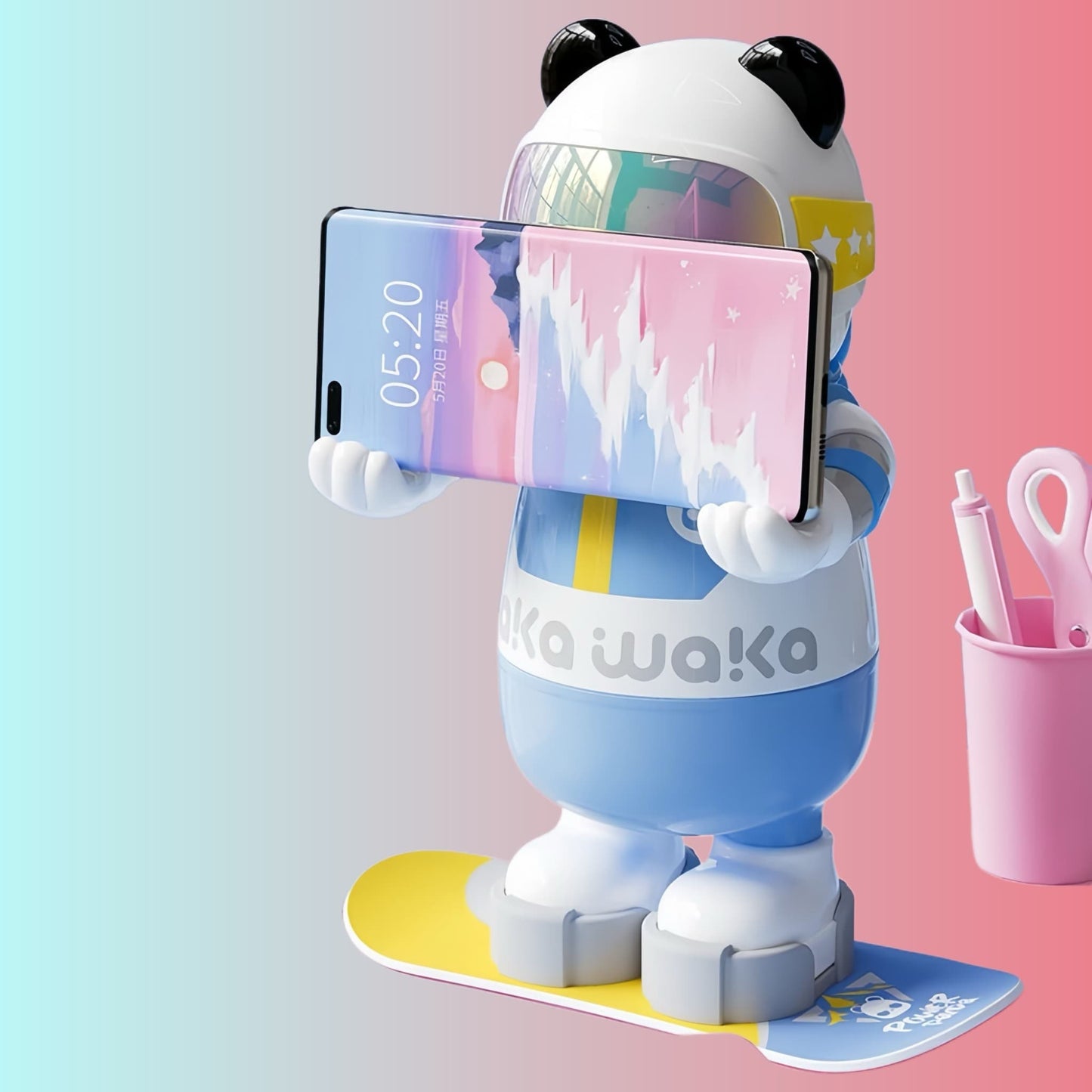 パンダ プレイメイト タンブラー – ストロー、ハンドル、スマホスタンド付きのかわいいクマのマグカップ | 子供と大人のための楽しい断熱カップ