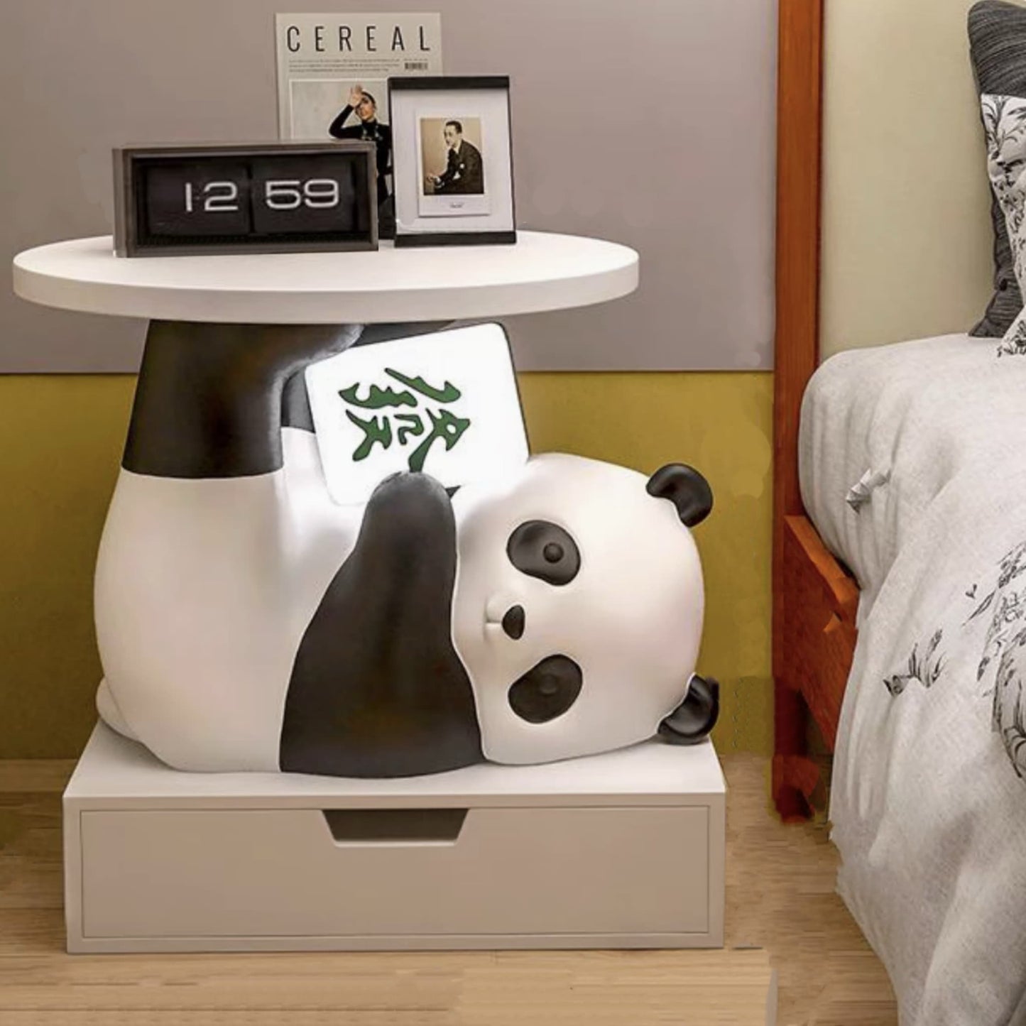 Mesa de almacenaje multifuncional con temática de panda: bonita, práctica y divertida 🐼💖