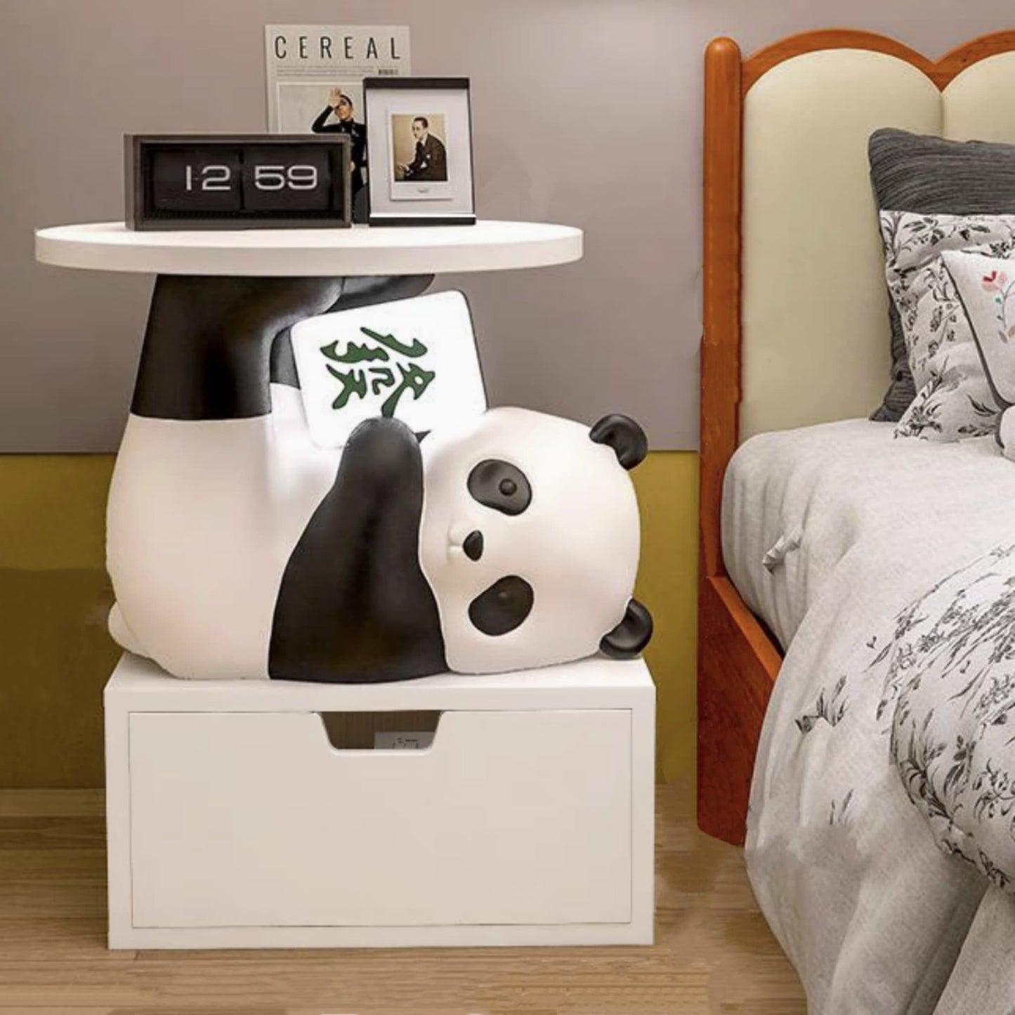 Mesa de almacenaje multifuncional con temática de panda: bonita, práctica y divertida 🐼💖
