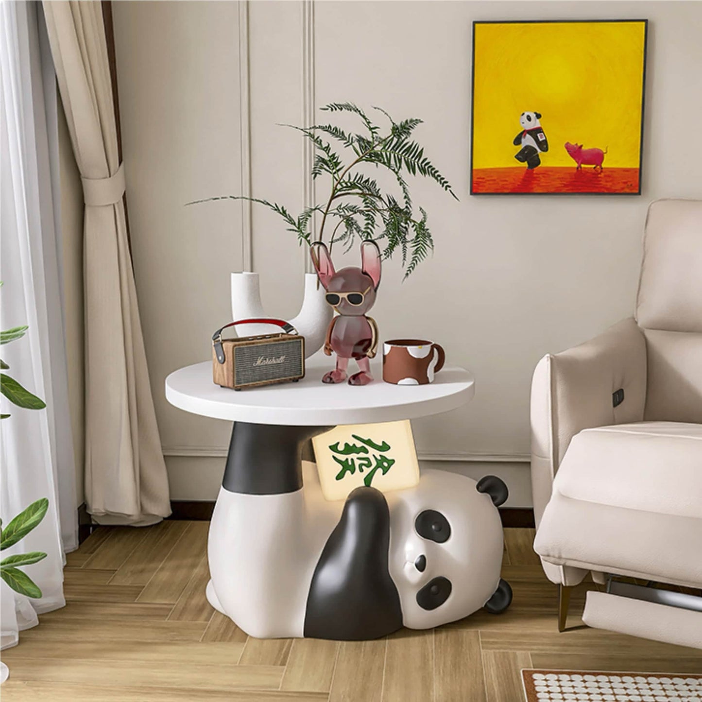 Mesa de almacenaje multifuncional con temática de panda: bonita, práctica y divertida 🐼💖