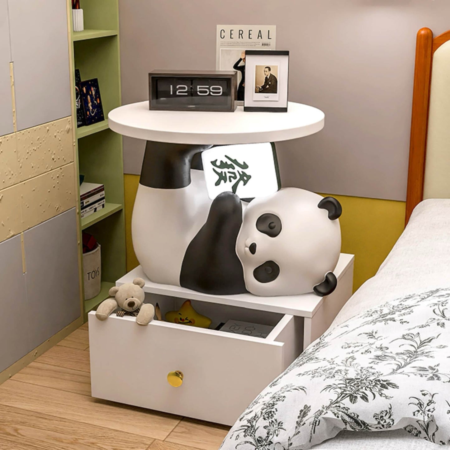 Mesa de almacenaje multifuncional con temática de panda: bonita, práctica y divertida 🐼💖