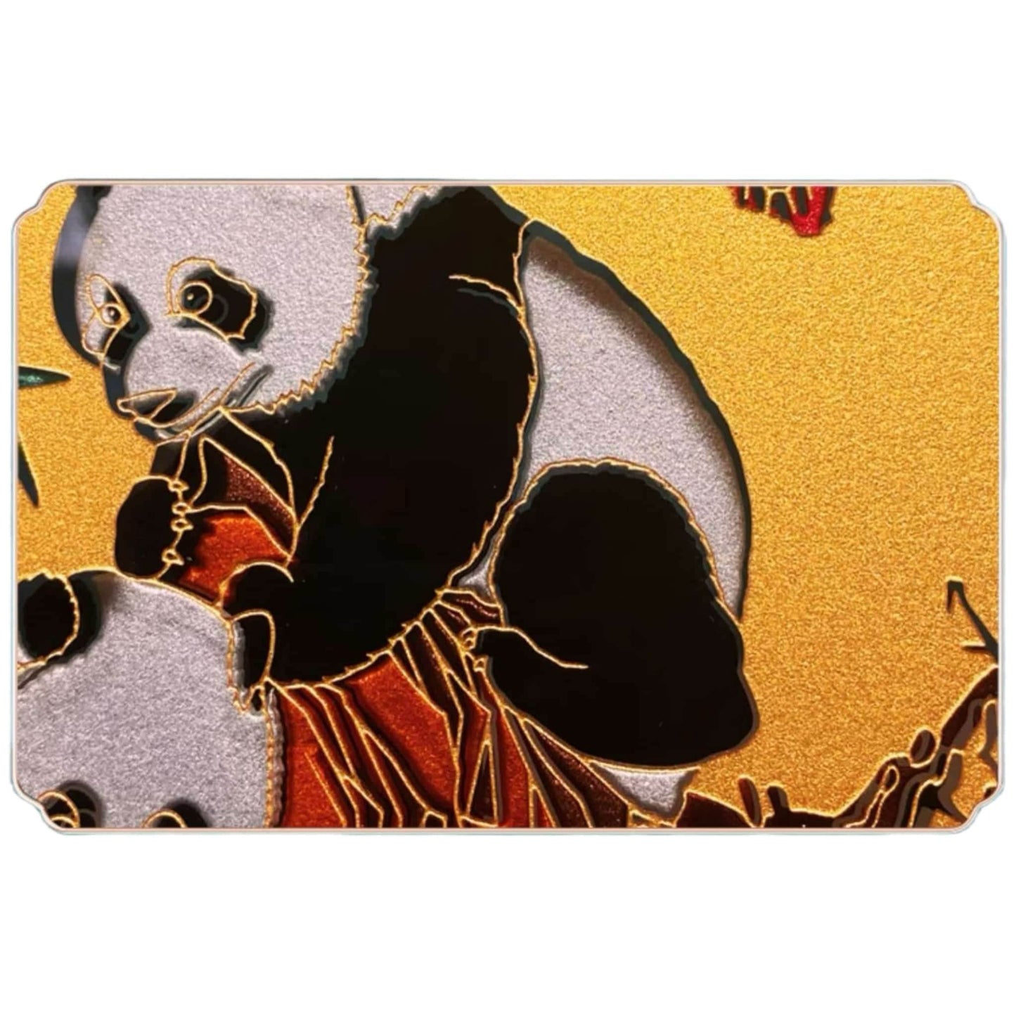 両面手彫りの芸術的なプレート – 現代の職人技の傑作🐼