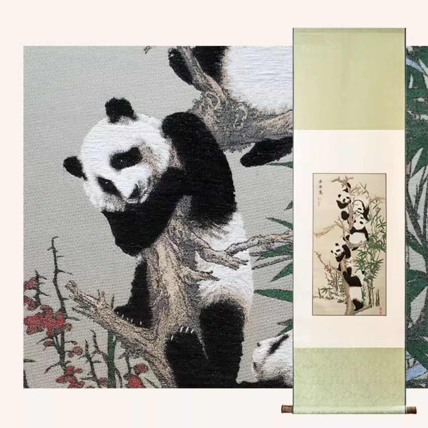 “Climbing Panda” Handwoven Silk Scroll – A Masterpiece of Intangible Cultural Heritage 🐼✨
