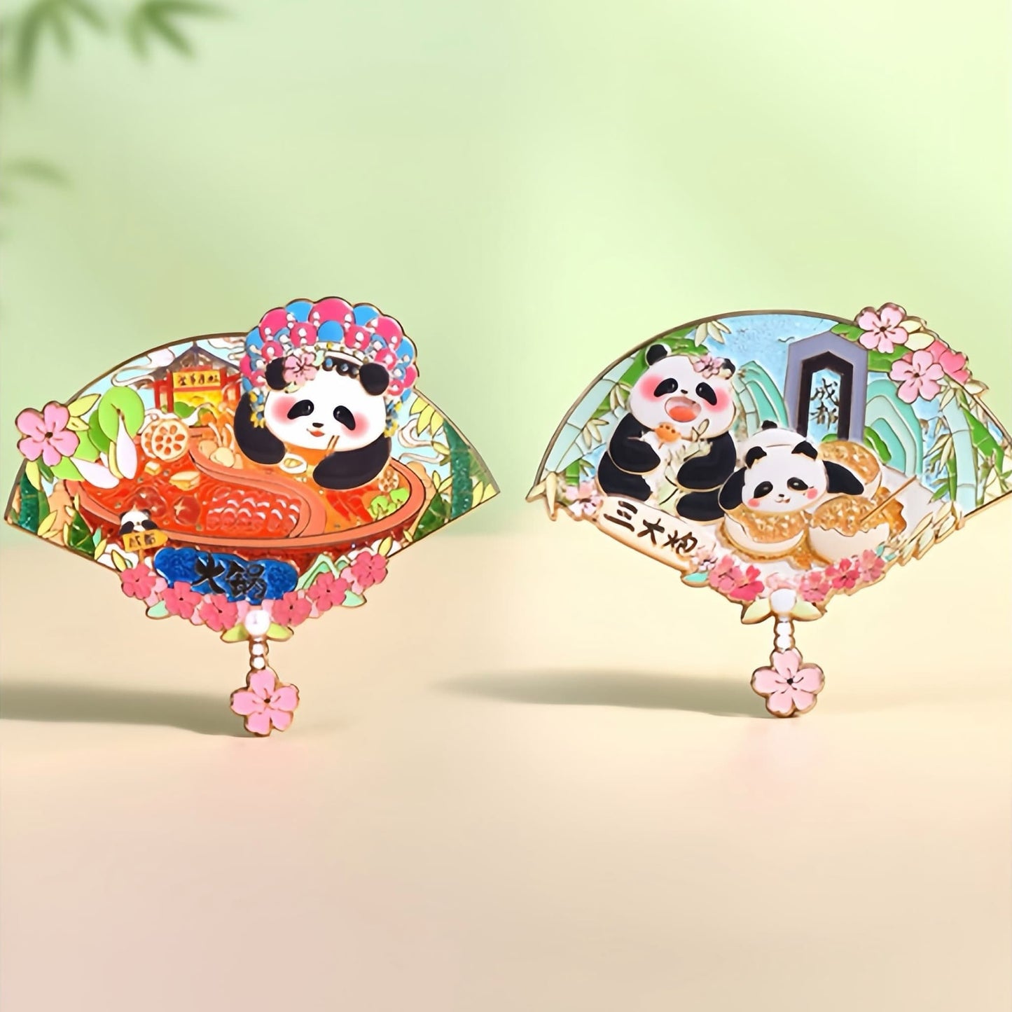Juego de imanes de panda Hua Hua: edición de comida y lugares emblemáticos de Sichuan 🐼🍜🏯