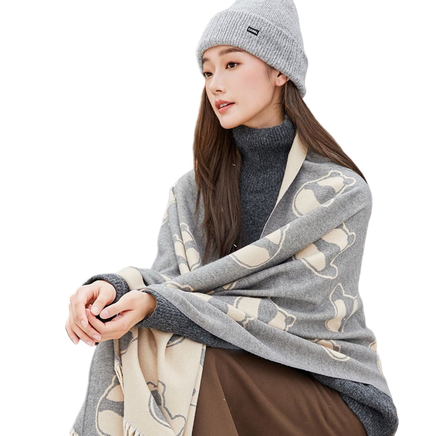 パンダのウールマフラー – 柔らかくて暖かく、遊び心たっぷりの可愛らしさ🐼🧣