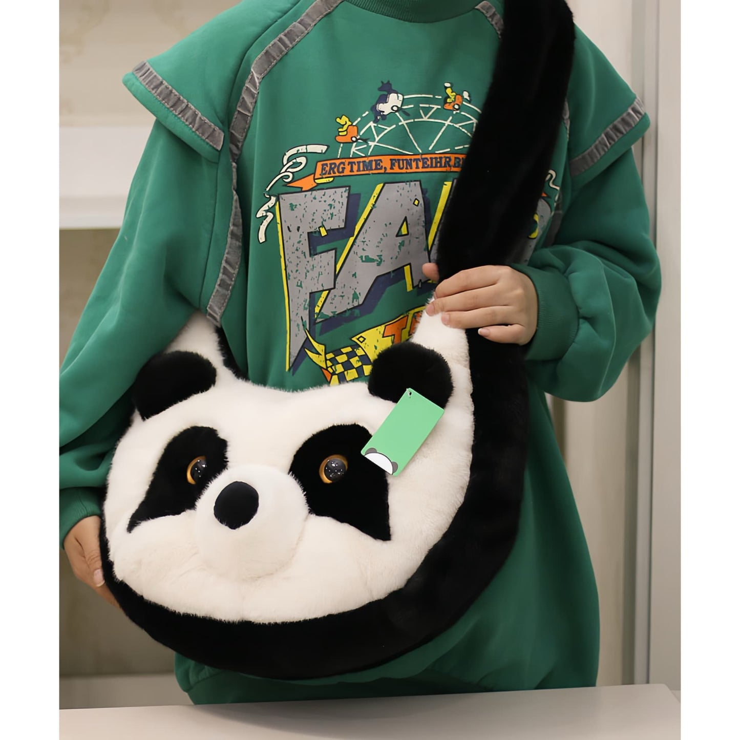 Fluffy Panda Backpack Purse – Soft Toy-Inspired Daypack for Travel or Daily Use