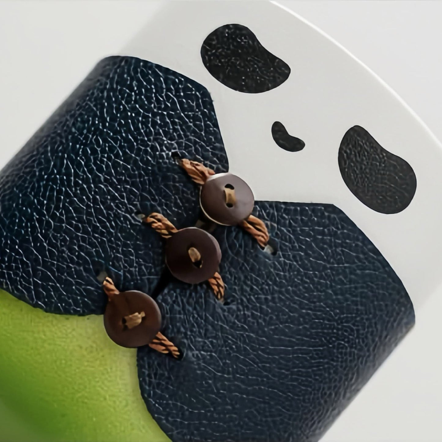 Panda Travel Mug โ High-Quality Ceramic with Martial Arts Hat Lid and Leather Wrap