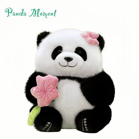ダンシングブロッサムパンダぬいぐるみ – 回転する花のサプライズ付きフアフア🌸🐼