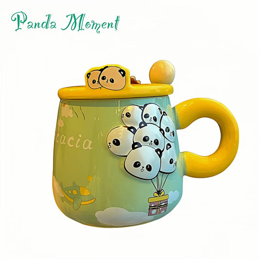 パンダのエンボス加工が施された陶器のマグカップ – キスしたくなるほどかわいいカップ🐼☕