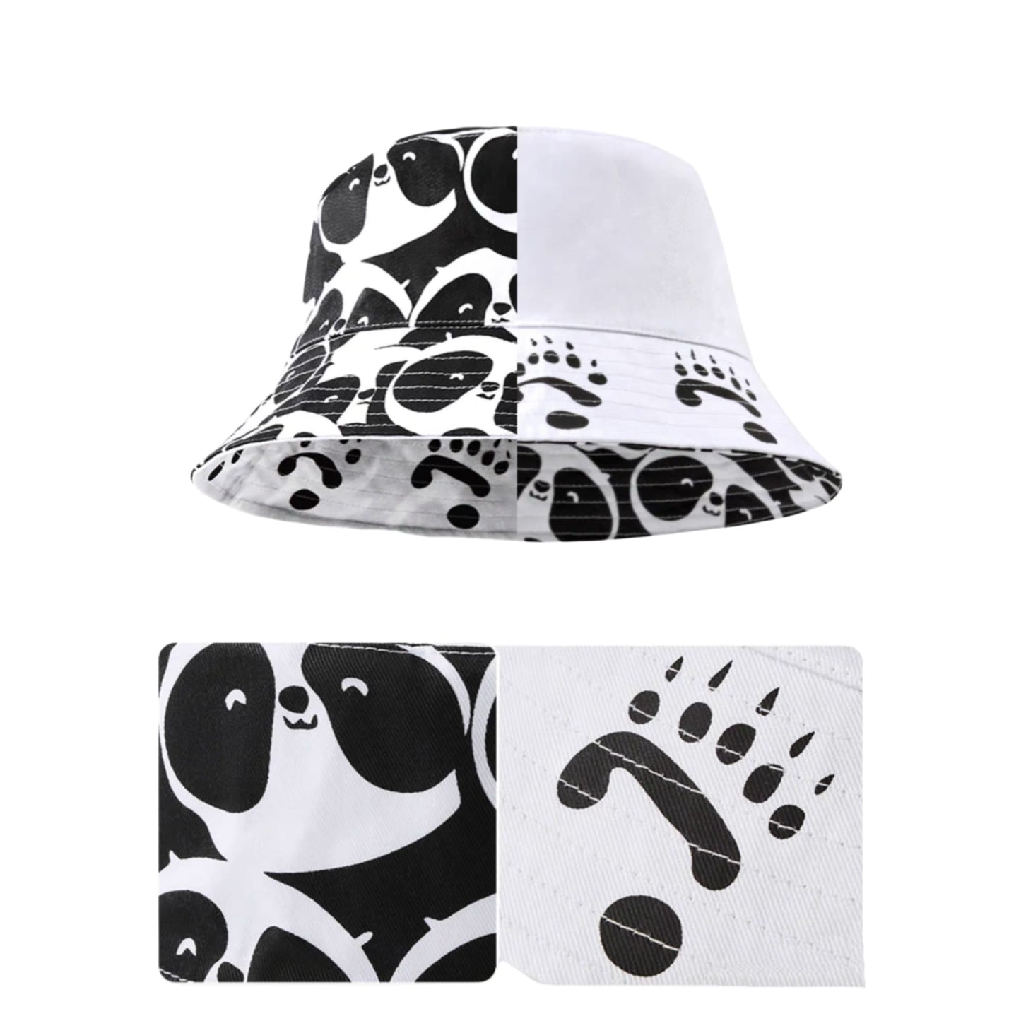 パンダリバーシブルサンハット – スタイリッシュさとパンダの楽しさが融合！🐼🧢
