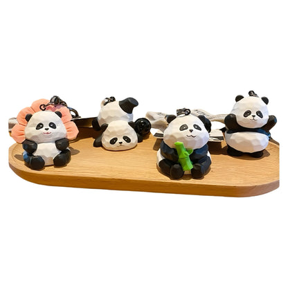 🐼 手作りパンダペンダント – 木彫りスタイルの環境に優しい樹脂ペンダント