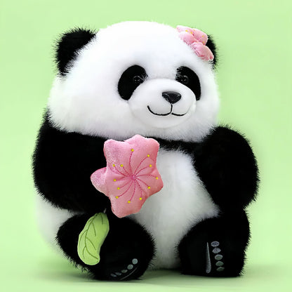 ダンシングブロッサムパンダぬいぐるみ – 回転する花のサプライズ付きフアフア🌸🐼