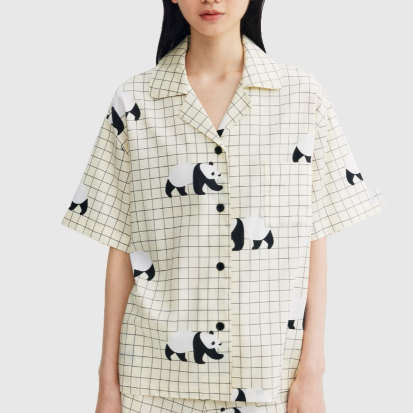 🐼 Panda Pajama Set – Cute & Cozy Sleepwear with Panda Yoga Embroidery