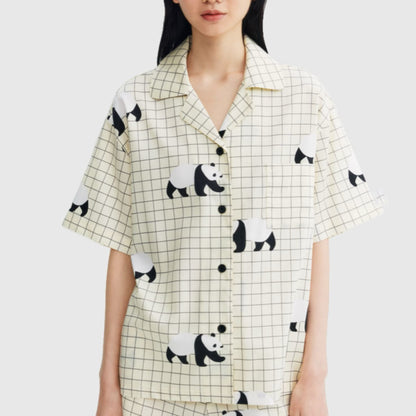 🐼 Panda Pajama Set – Cute & Cozy Sleepwear with Panda Yoga Embroidery