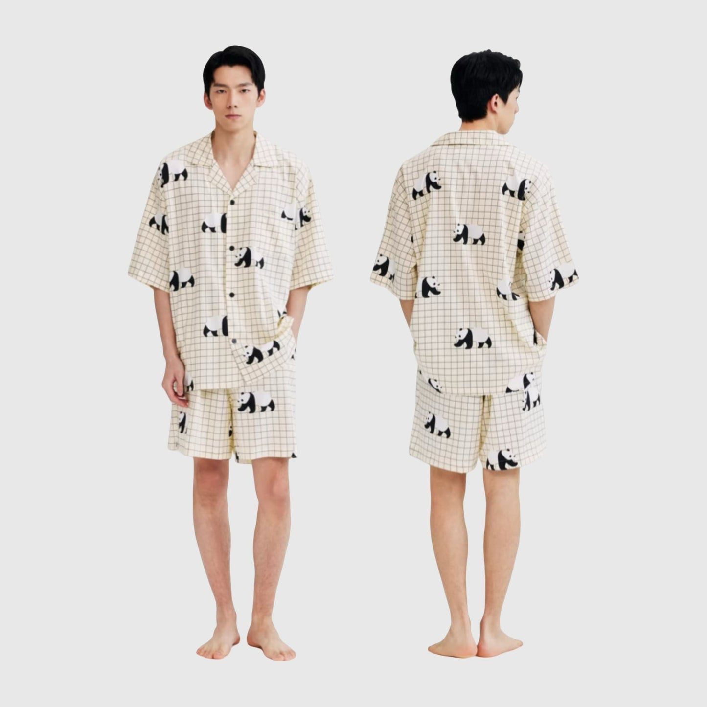 🐼 Panda Pajama Set – Cute & Cozy Sleepwear with Panda Yoga Embroidery