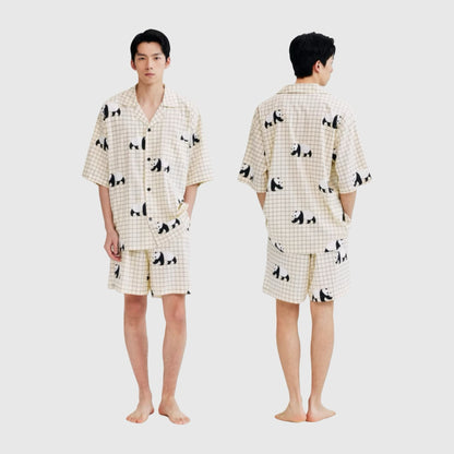 🐼 Panda Pajama Set – Cute & Cozy Sleepwear with Panda Yoga Embroidery