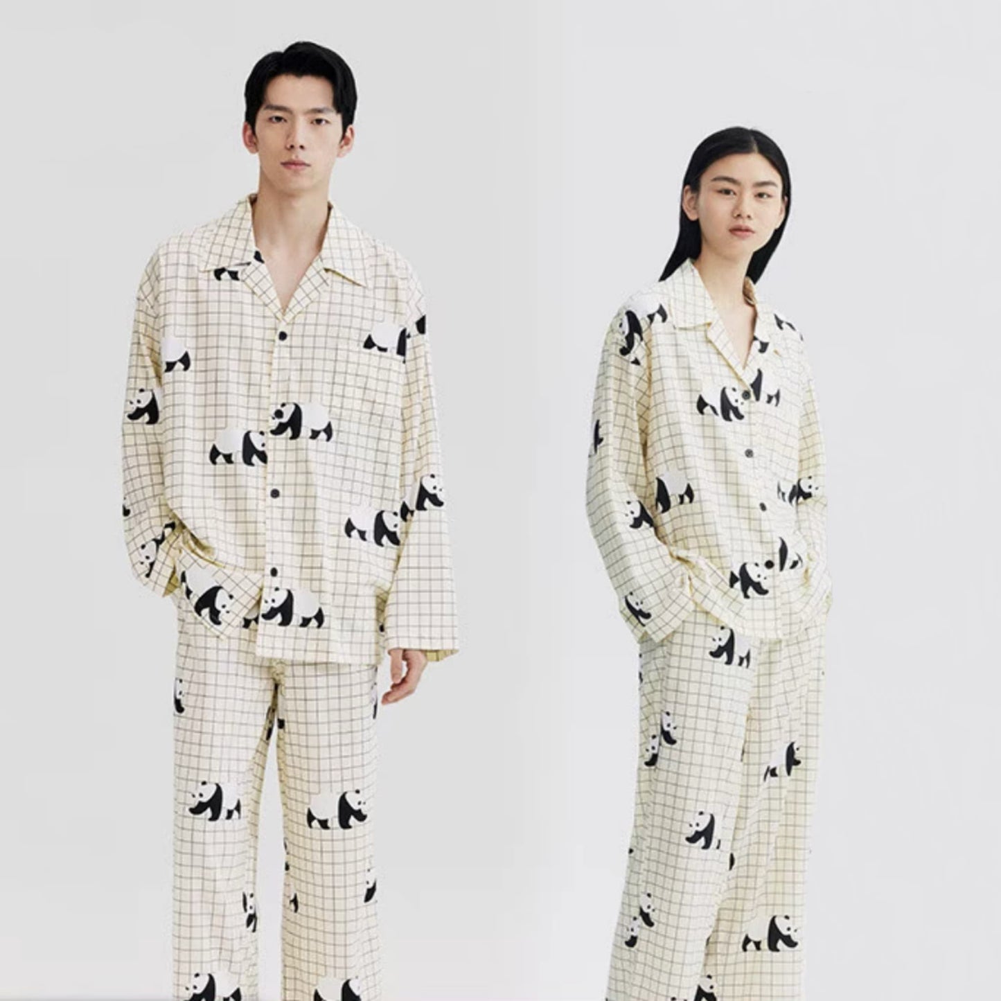 🐼 Panda Pajama Set – Cute & Cozy Sleepwear with Panda Yoga Embroidery