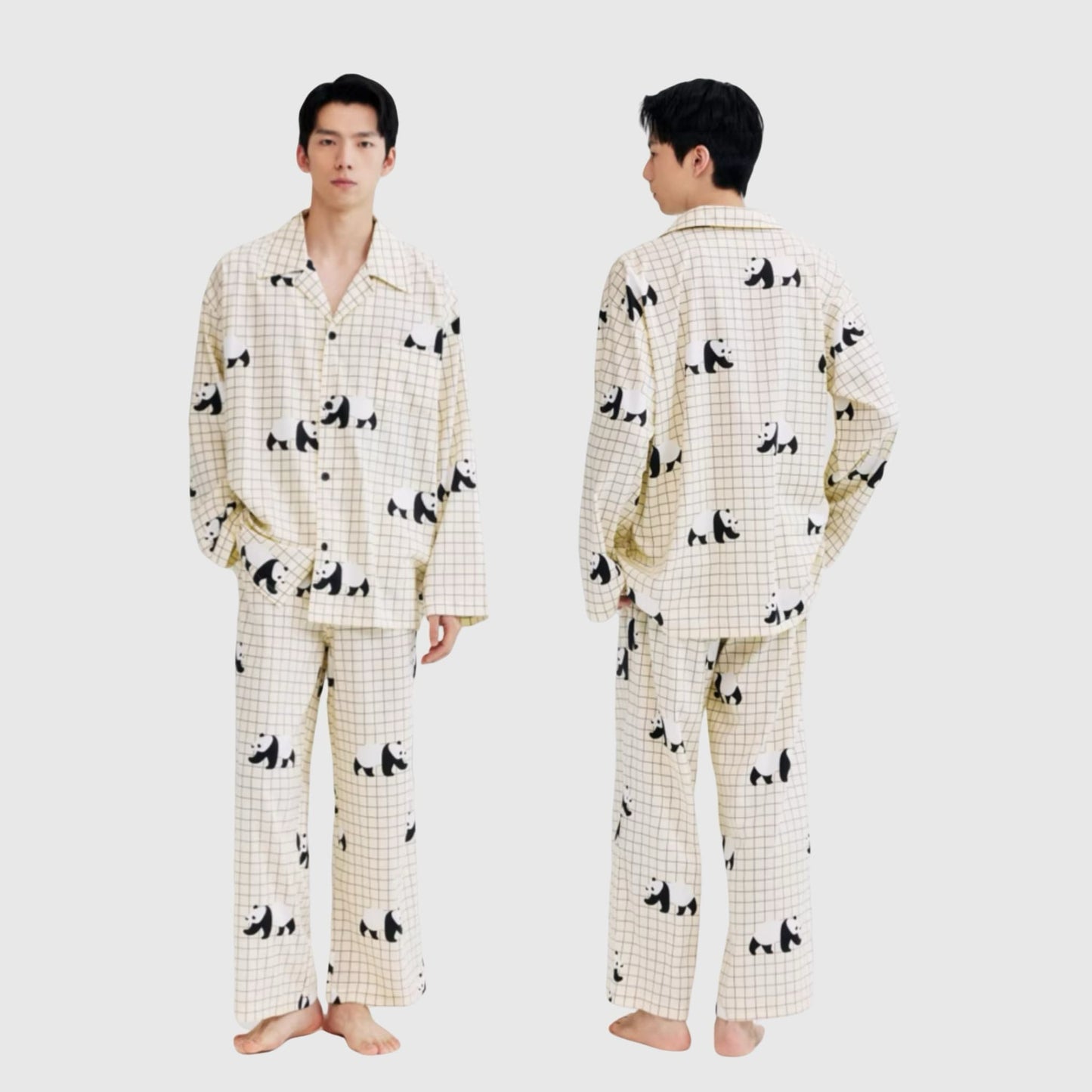 🐼 Panda Pajama Set – Cute & Cozy Sleepwear with Panda Yoga Embroidery