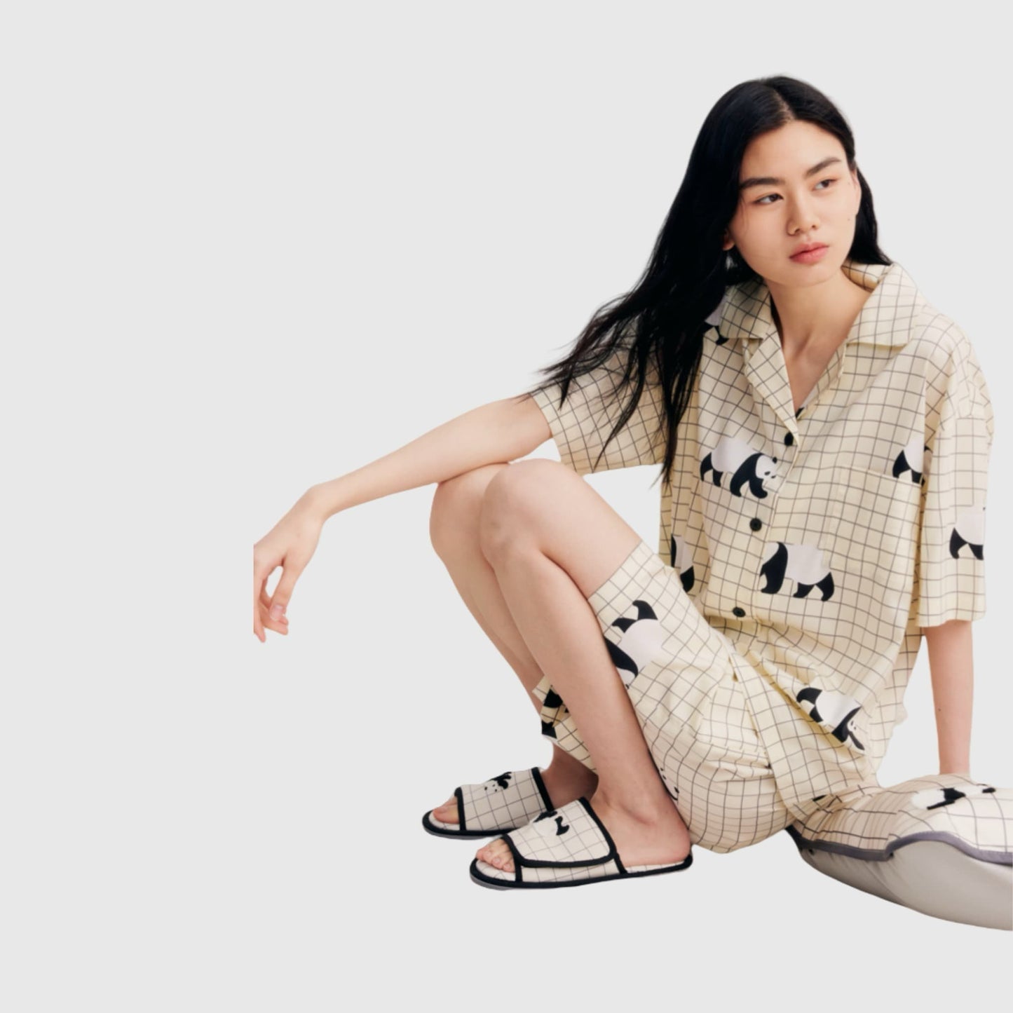 🐼 Panda Pajama Set – Cute & Cozy Sleepwear with Panda Yoga Embroidery