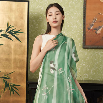 Panda Silk Scarf – A Playful Embrace of Elegance 🐼💖