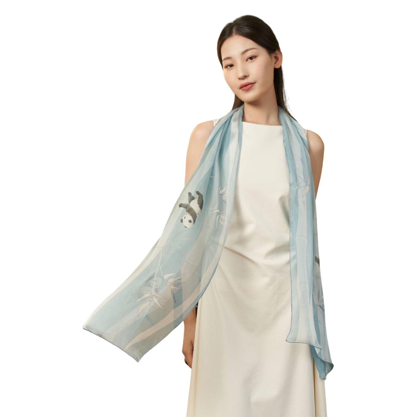 Panda Silk Scarf – A Playful Embrace of Elegance 🐼💖
