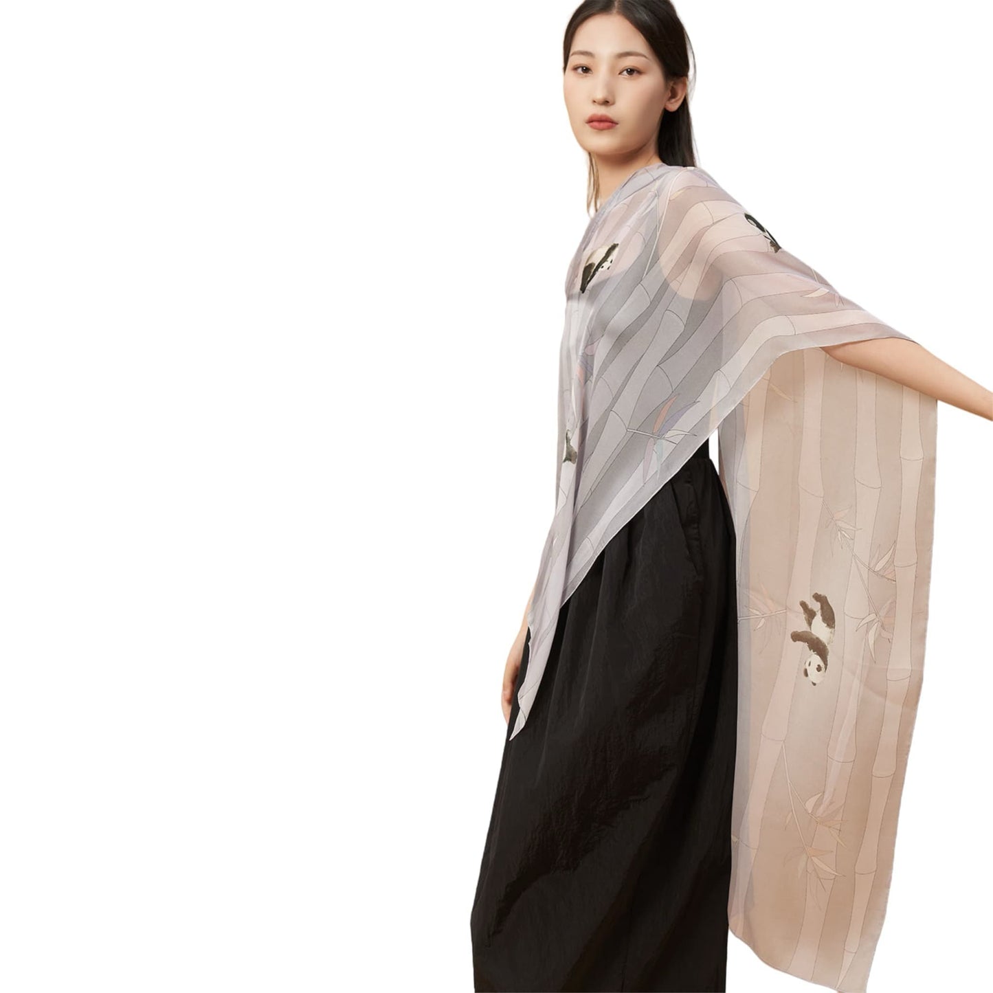 Panda Silk Scarf – A Playful Embrace of Elegance 🐼💖