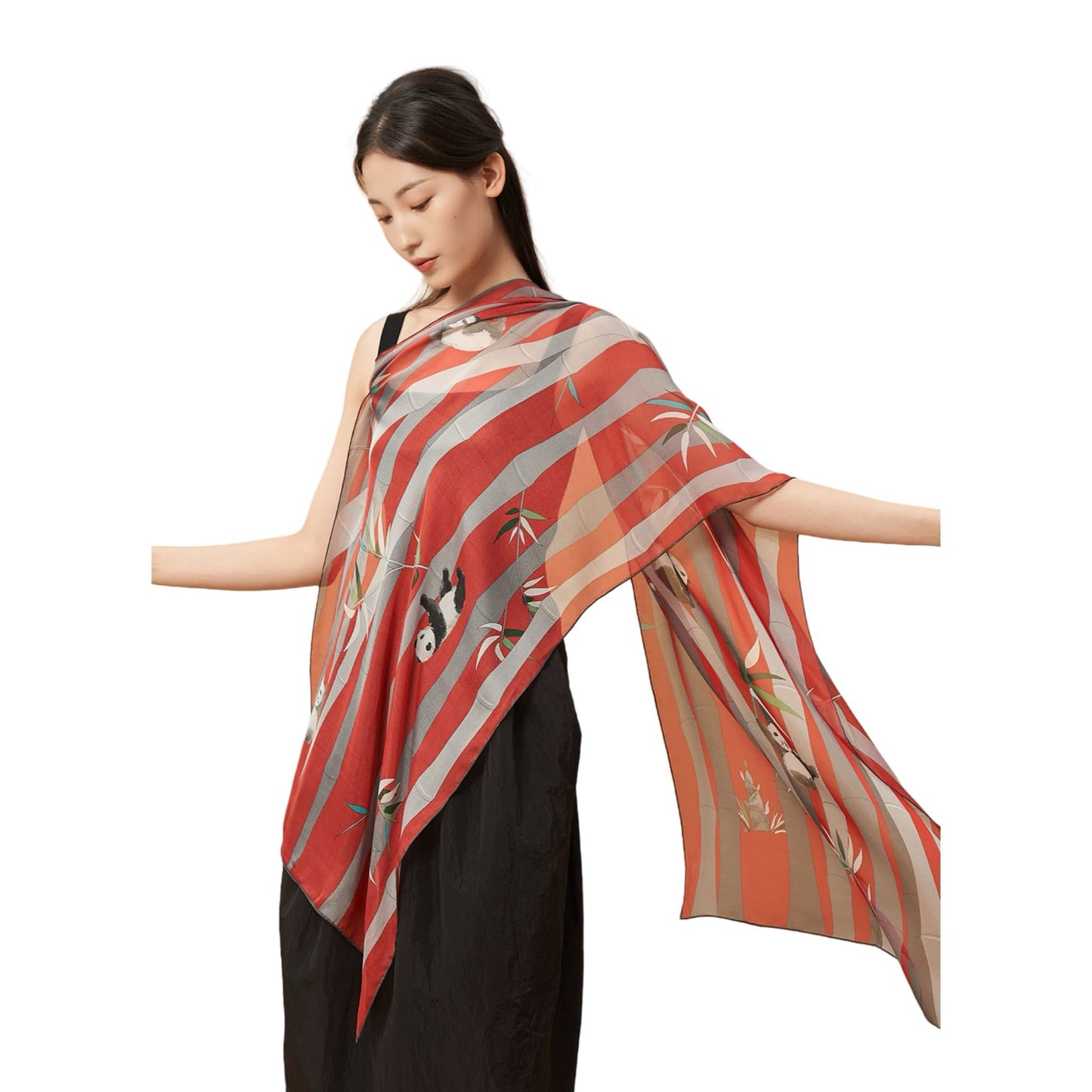 Panda Silk Scarf – A Playful Embrace of Elegance 🐼💖