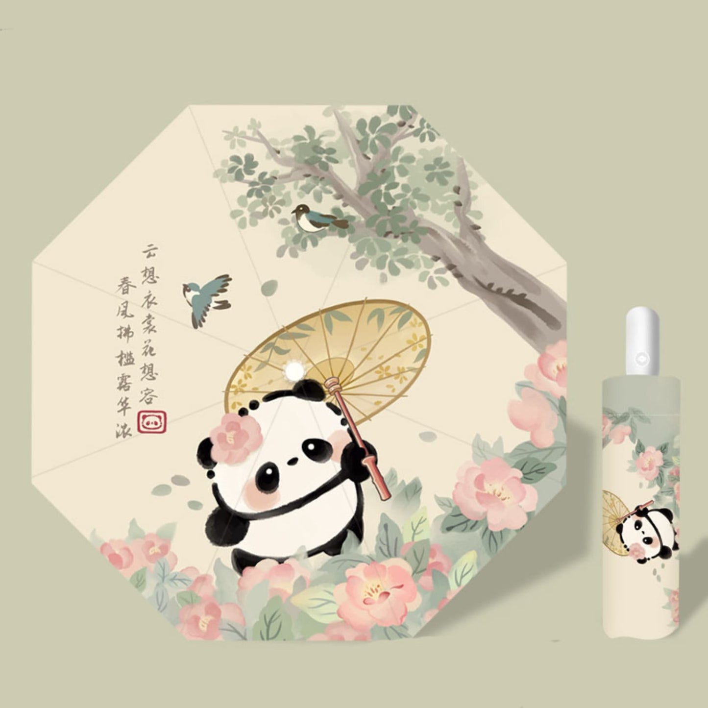 🌞 Panda Sun Shield – UPF50+ Portable Sun Umbrella with Cute Panda Face