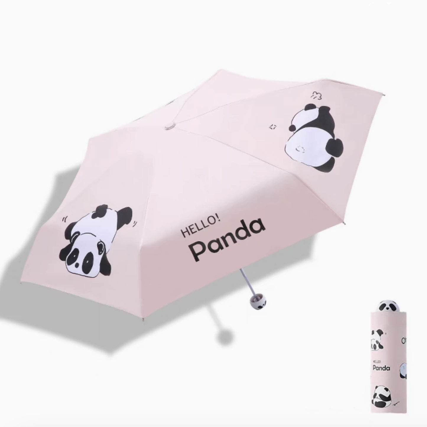 🌞 パンダサンシールド – かわいいパンダの顔と360°反射デザインを備えたポータブルUPF50+UVカット傘