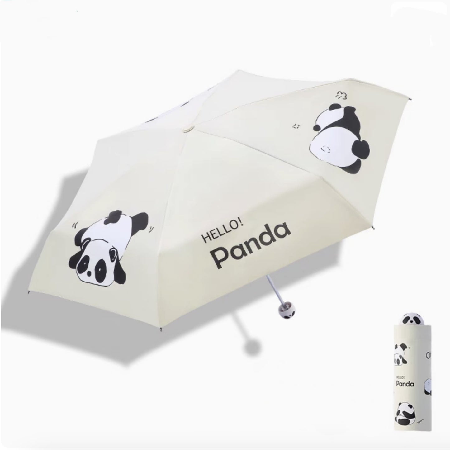 🌞 パンダサンシールド – かわいいパンダの顔と360°反射デザインを備えたポータブルUPF50+UVカット傘