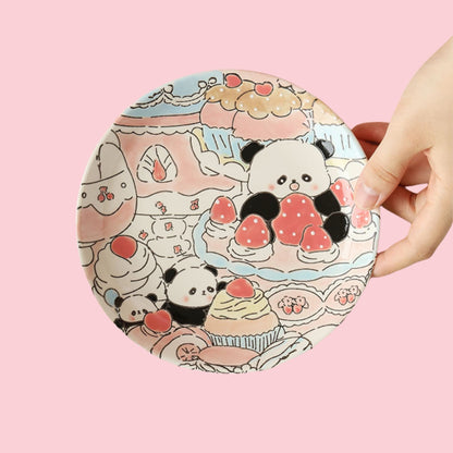 手描きのパンダマグカップとお揃いのスナックプレート – 魅力と工芸品がいっぱいのカップ🐼🎨