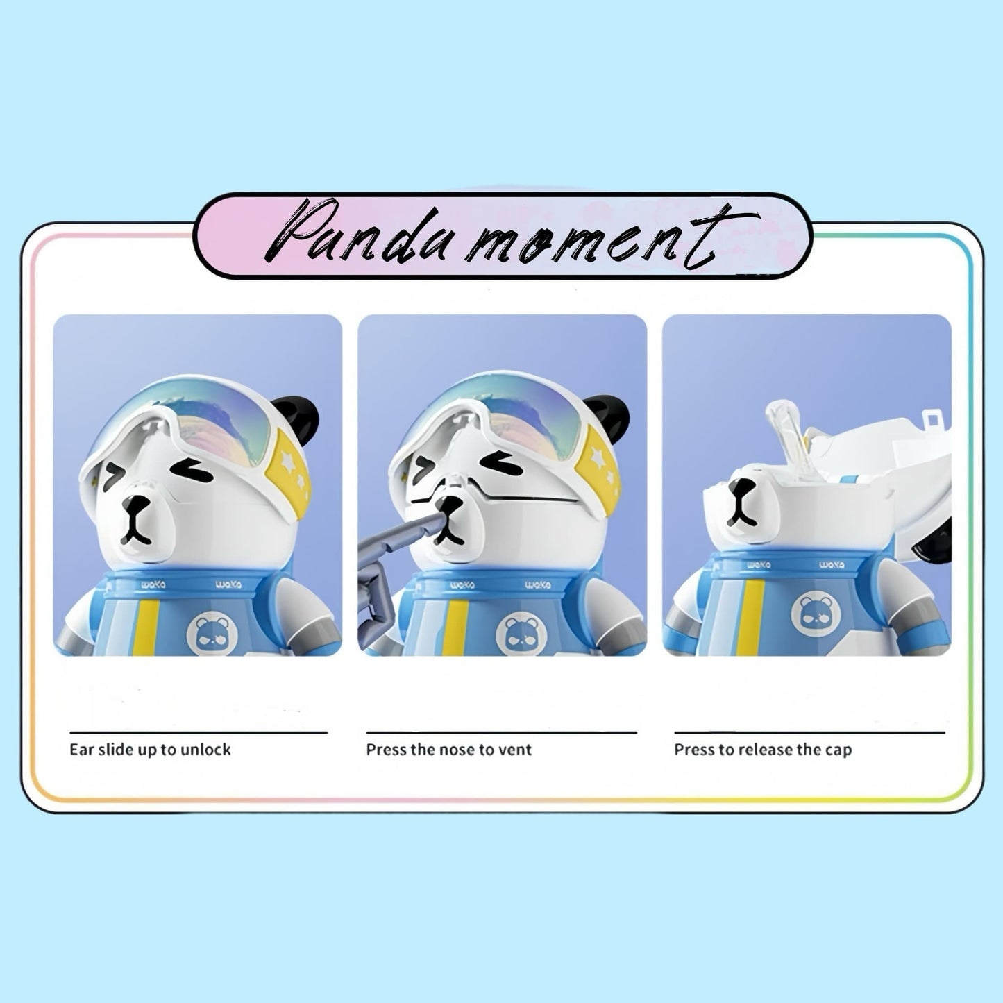 パンダ プレイメイト タンブラー – ストロー、ハンドル、スマホスタンド付きのかわいいクマのマグカップ | 子供と大人のための楽しい断熱カップ