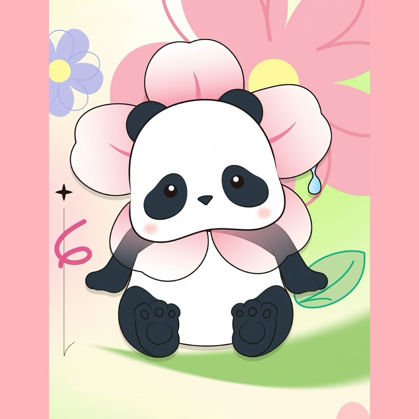 限定版パンダのぬいぐるみ – 抱きしめたくなる、希少な和花風ぬいぐるみ