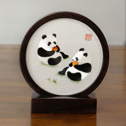 Panda Silk Embroidery Art – A Cultural Masterpiece from Shujiang Brocade Museum 🐼