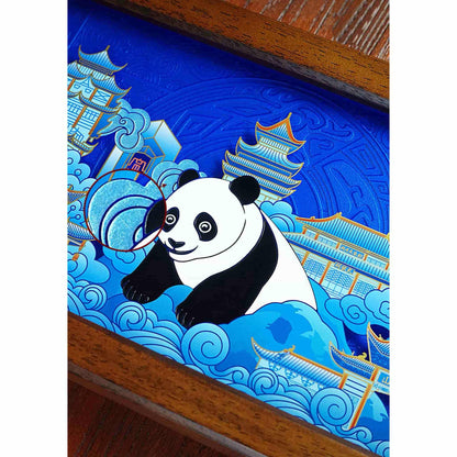 Panda Moment – Double-Sided Carved Hand-Painted Art Plate – A Masterpiece of Craftsmanship 🐼✨