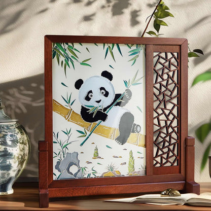 Plato artístico tallado a mano de doble cara: un renacimiento moderno de la artesanía antigua 🐼